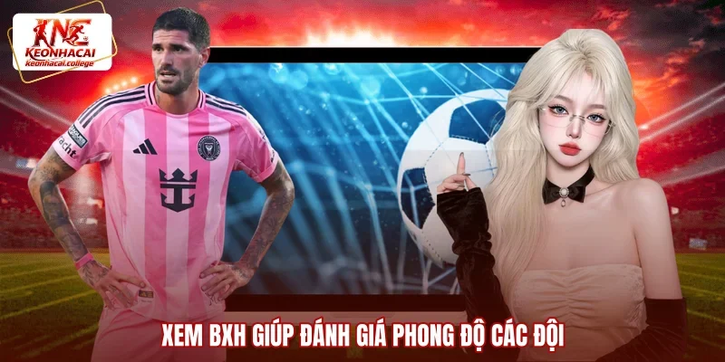 Xem BXH giúp đánh giá phong độ các đội